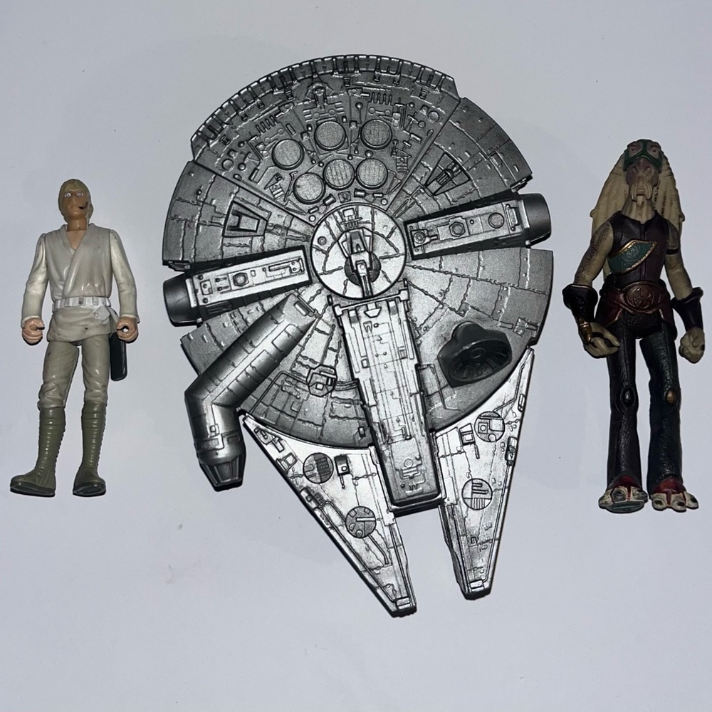 1996 Star Wars Millennium Falcon 6.5”, Luke Skywalker 1997, & Capt. Tarpaps 1999